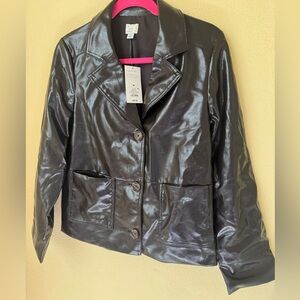 A New Day Women's Faux-Leather Jacket in Brown Size Medium NEW
